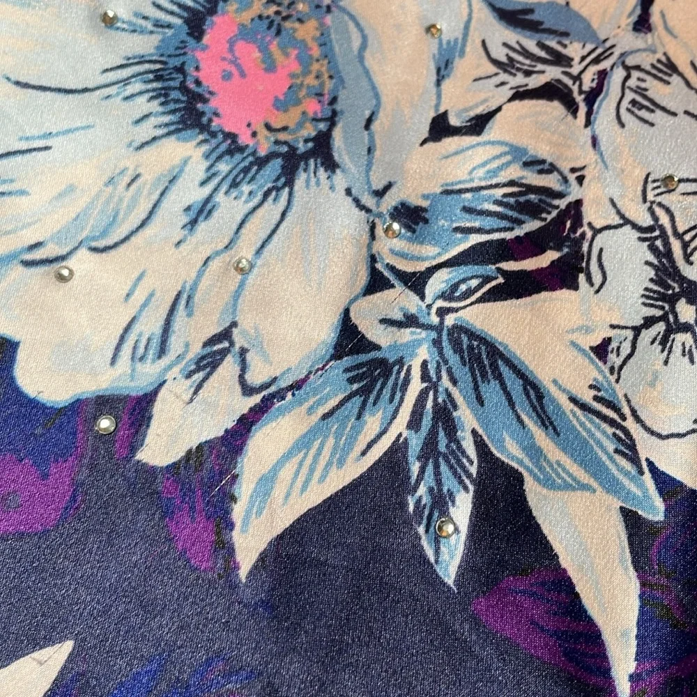 Y2K Victoria Secret Purple Floral Rhinestone Slip‎ Dress Size Medium